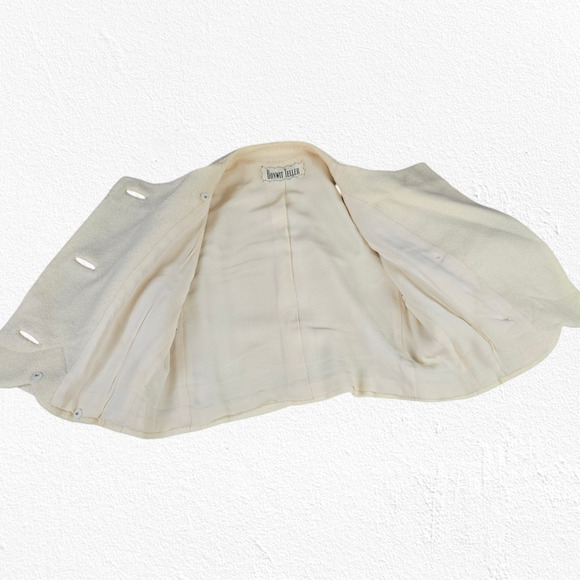 50s Vintage Bonwitt Teller Cream Wool Jackie O Cropped Blazer Skirt Suit Size 4 - Picture 9 of 16